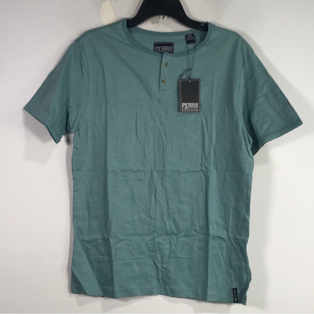 PX Premium Xpression Short Sleeve 1/4 Button Shirt, Men's Size S - Exotic Green